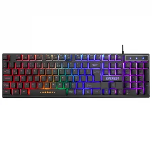 Klavye Oyuncu Gaming Rgb Rainbow Membrane Everest KB-24 Siyah