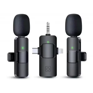 Mikrofon Yaka 2 Adet Kablosuz Type-c Lightning Aux 3 İn 1 Platoon PL-2452
