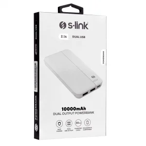 Powerbank 10000 MAH Çift Çıkış Micro+Type-C Girişli S-Link IP-G10N Beyaz