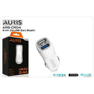 Şarj Aleti Araç 2 Port 3.4A Auris ARS-CR04