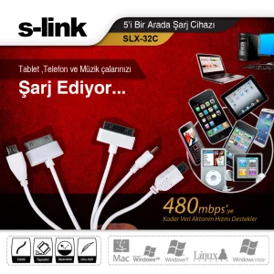 Data & Şarj Kablo Çoklu S-link SLX-32C
