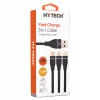 Data Ve Şarj Kablo 3 In 1 Micro+Type-C+Lightning 3A 1.2M Hytech HY-X505 Siyah