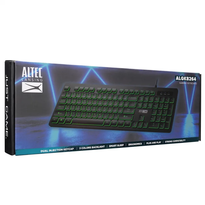 Klavye Oyuncu Multimedia 3 Renk Aydınlatmalı Altec Lansing ALGK8264 Siyah