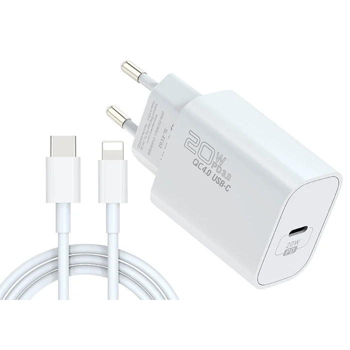 Şarj Aleti 20W QC 3.0 Hızlı Şarj Adaptörü + QC4.0 PD Lightning Kablo Hytech HY-XE40PD