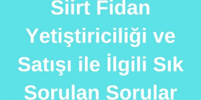 Siirt Fidan Yetiştiriciliği ve Satışı ile İlgili Sık Sorulan Sorular