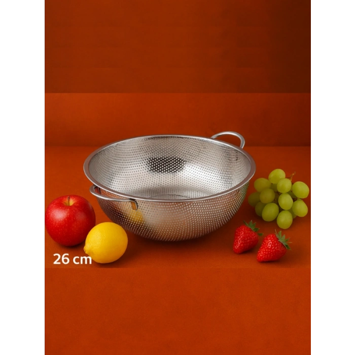 26 cm Çelik Çok Amaçlı Süzgeç – Dayanıklı, Geniş Hacimli, Ergonomik Kulplu