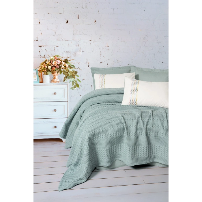 Cotton Box Aura Tek Kişilik Pike Takımı Pebble Mint