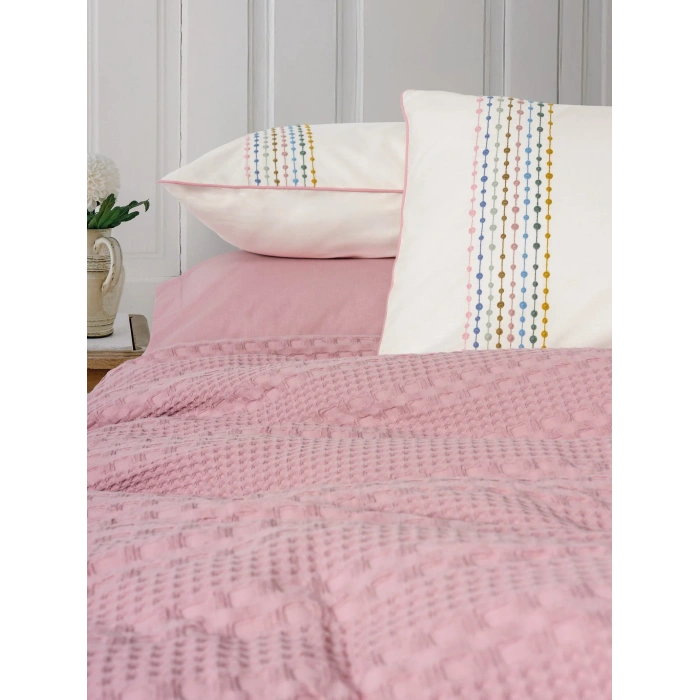 Cotton Box Aura Tek Kişilik Pike Takımı Pebble Pembe