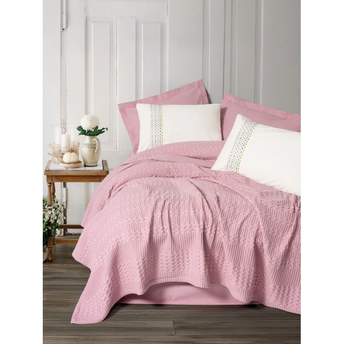 Cotton Box Aura Tek Kişilik Pike Takımı Pebble Pembe