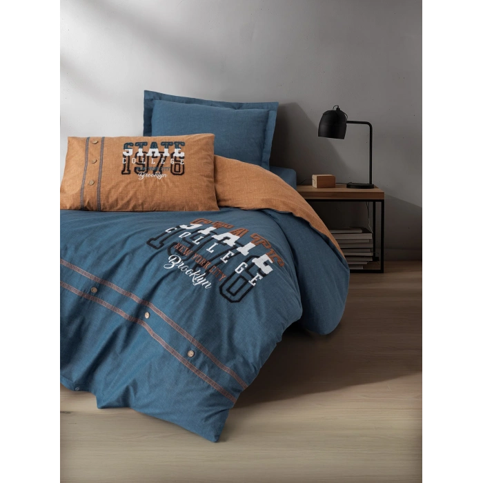 Cotton Box Mood Nakışlı Ranforce Tek Kişilik Nevresim Takımı State Tarçın