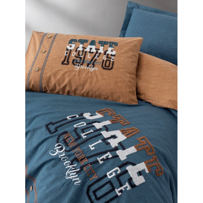 Cotton Box Mood Nakışlı Ranforce Tek Kişilik Nevresim Takımı State Tarçın