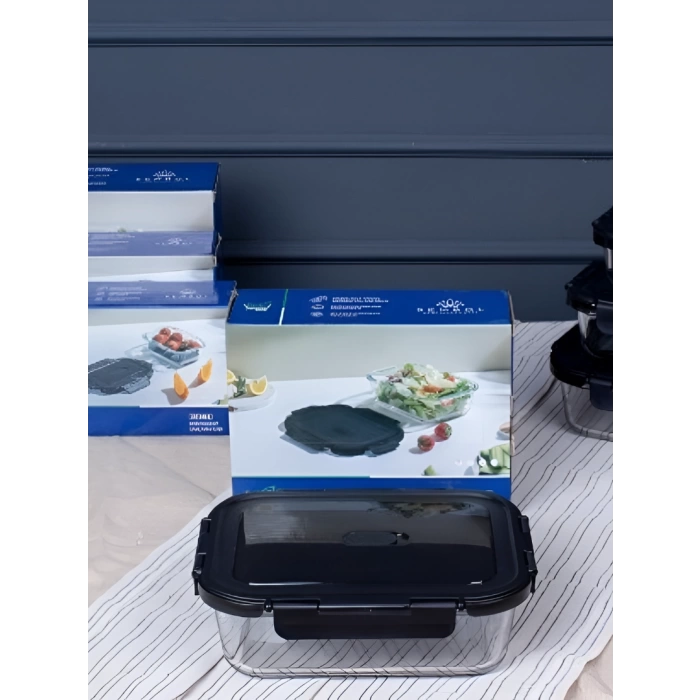 Freshlock Siyah Cam Dikdörtgen Saklama Kabı 400 ml - 106