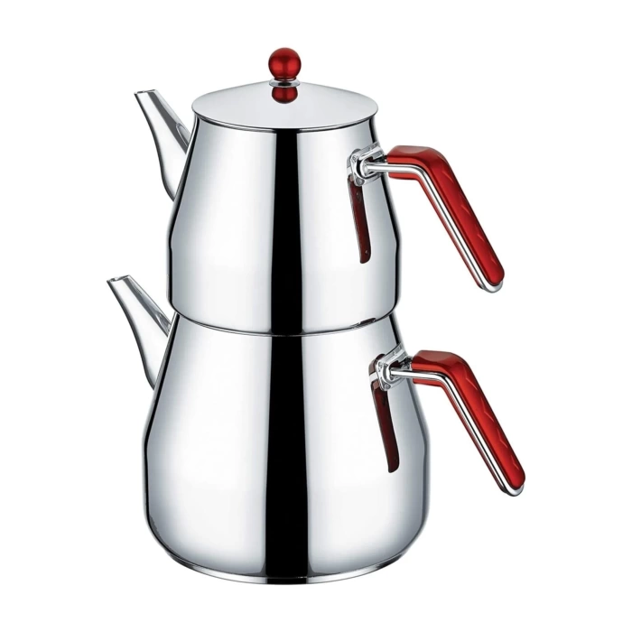 Kahramanlar Çelik 4 Parça Prizma Orta Boy Çaydanlık Takımı - 1,10 - 2 Litre