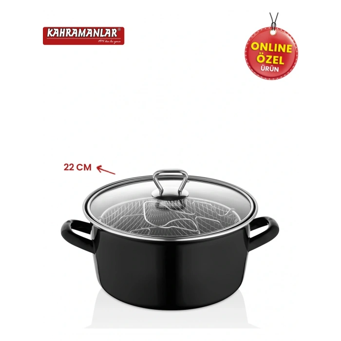 Kahramanlar Cips Chef 22 Cm Emaye Kızartma Tenceresi