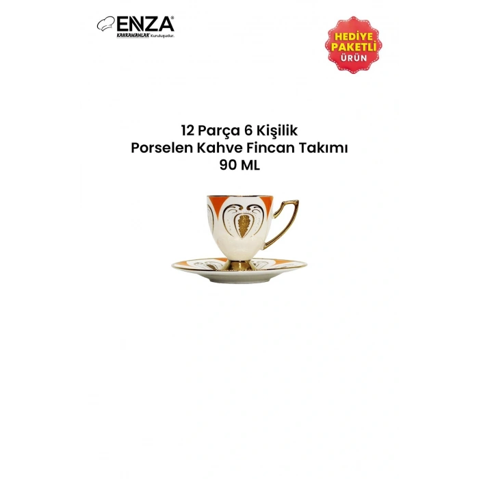 Kahramanlar Hera 6lı 12 Parça Porselen Kahve Fincanı Takımı