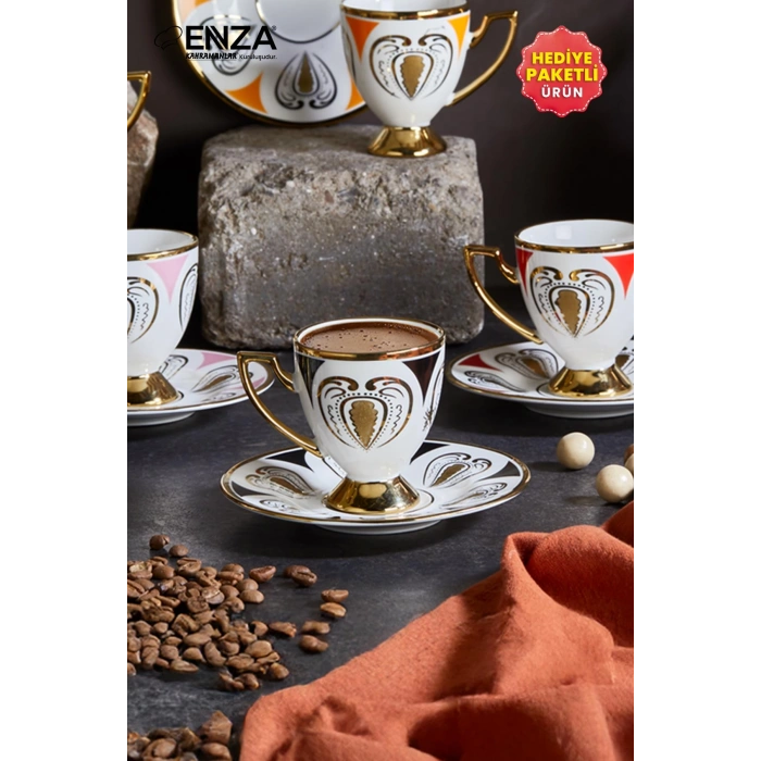 Kahramanlar Hera 6lı 12 Parça Porselen Kahve Fincanı Takımı