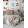 Cotton Box Mood Nakışlı Ranforce Tek Kişilik Nevresim Takımı Cool Kahve