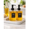 2li Cam Sıvı Sabunluk ve Deterjanlık – Şık Tasarımlı, Siyah Pompalı Mutfak & Banyo Sabunluğu - Dalgalı desen