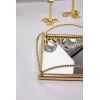Cornella Dikdörtgen Aynalı Gold Tepsi Nişan Tepsisi Servis Tepsisi Sunum Tepsisi Dekoratif Tepsi 37x28 cm Elize-20