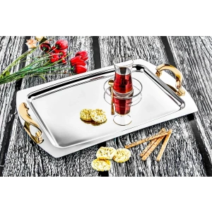 Özlife Hüma Sade Gold Tekli Çay Tepsisi - 384