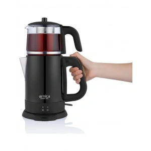 Arnica IH33205 Demli Stil Cam Demlik Çay Makinesi Siyah