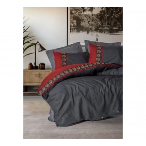 Cotton Box Folk Art Çift Kişilik Nevresim Takımı Lienzo Antrasit