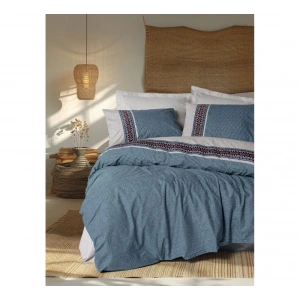 Cotton Box Folk Art Çift Kişilik Nevresim Takımı Polku Gri