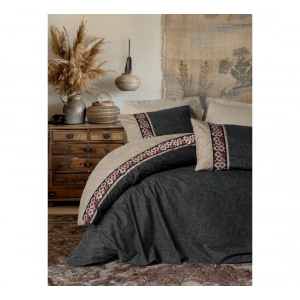 Cotton Box Folk Art Çift Kişilik Nevresim Takımı Yamka Bej