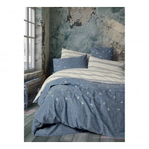 Cotton Box Klein Nakışlı Ranforce Çift Kişilik Nevresim Takımı Ceria Lacivert