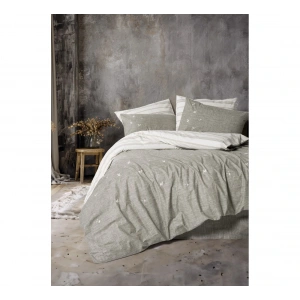 Cotton Box Klein Nakışlı Ranforce Çift Kişilik Nevresim Takımı Moke Kahve