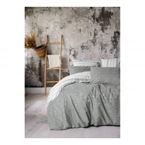 Cotton Box Klein Nakışlı Ranforce Çift Kişilik Nevresim Takımı Patara Gri