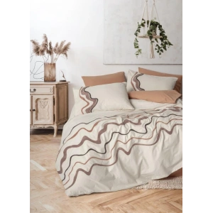 Cotton Box Puff Nakışlı Ranforce Çift Kişilik Nevresim Takımı Molende Karamel