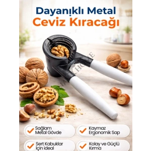 Dayanıklı Metal Ceviz ve Fındık Kıracağı – Kaymaz Saplı, Ergonomik Tasarım