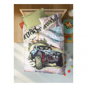 Cotton Box Junior Tek Kişilik Lastikli Çarşaflı Nevresim Takımı Adventure Yeşil