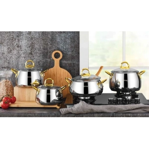 Kahramanlar Akasya 8 Parça Gold Tencere Seti