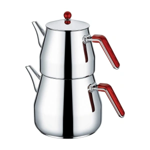 Kahramanlar Çelik 4 Parça Prizma Orta Boy Çaydanlık Takımı - 1,10 - 2 Litre