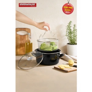 Kahramanlar Cips Chef 22 Cm Emaye Kızartma Tenceresi
