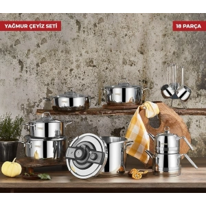 Kahramanlar Yağmur 18 Parça Platin Çelik Çeyiz Seti