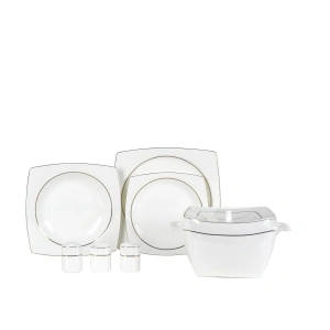 Korkmaz Bone Collection 60 Parça Kare Yemek Takımı A8460