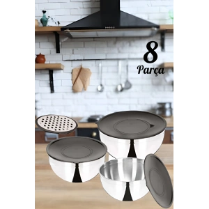 Özlife 8 Parça Saklama Kabı Karıştırma Kabı ve Rende Seti