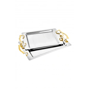 Özlife Lisa Sade Gold Ikili Çay Tepsisi 340