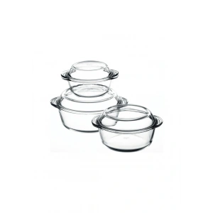 Paşabahçe 159021 Borcam 3lü Cam Kapaklı Tencere Seti
