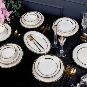 Sembol Line Gold Bone China 25 Parça 6 Kişilik Yemek Takımı