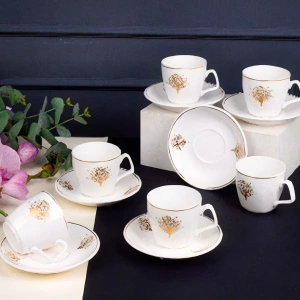 Sembol Meryd Gold 6 Kişilik Nescafe Çay Fincanı Takımı Purebone-217