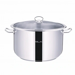 Sıla 27 Litre İnox Derin Çelik Tencere - Çelik Kapak 38x25 Cm