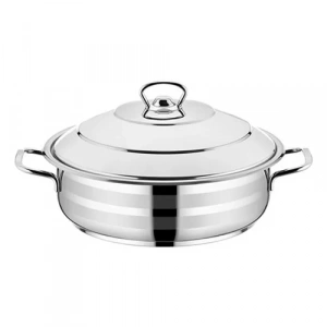 Sıla Çelik Karnıyarık Basık Tencere - Çelik Kapak 34x15 Cm