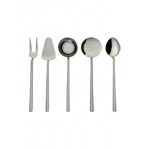 Sıla Elit Paslanmaz Çelik - 5 Parça Kepçe, Kevgir, Spatula, Kaşık, Çatal Takımı