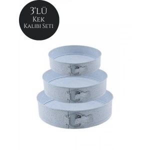Yuvarlak 3lü Kelepçeli 3 Boy Pasta Turta Kek Kalıbı Seti - Gri