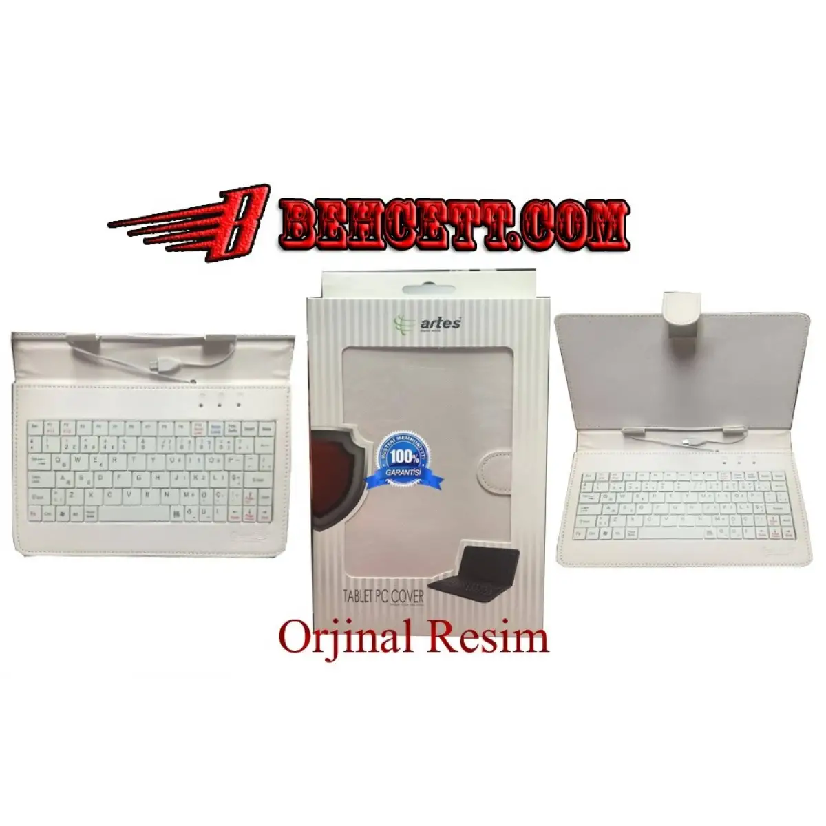 7 Klavyeli Tablet Kılıfı Beyaz