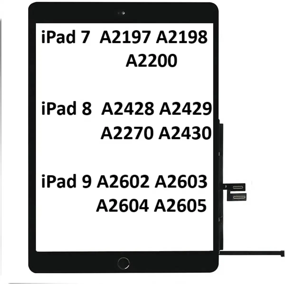 Apple iPad 8.Nesil A2270 A2428 A2429 A2430 Dokunmatik Tuşlu SİYAH